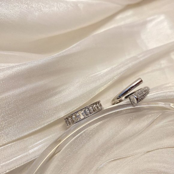 *NEW 925 Sterling Silver Diamond Adjustable Ring 4 - Picture 4 of 7